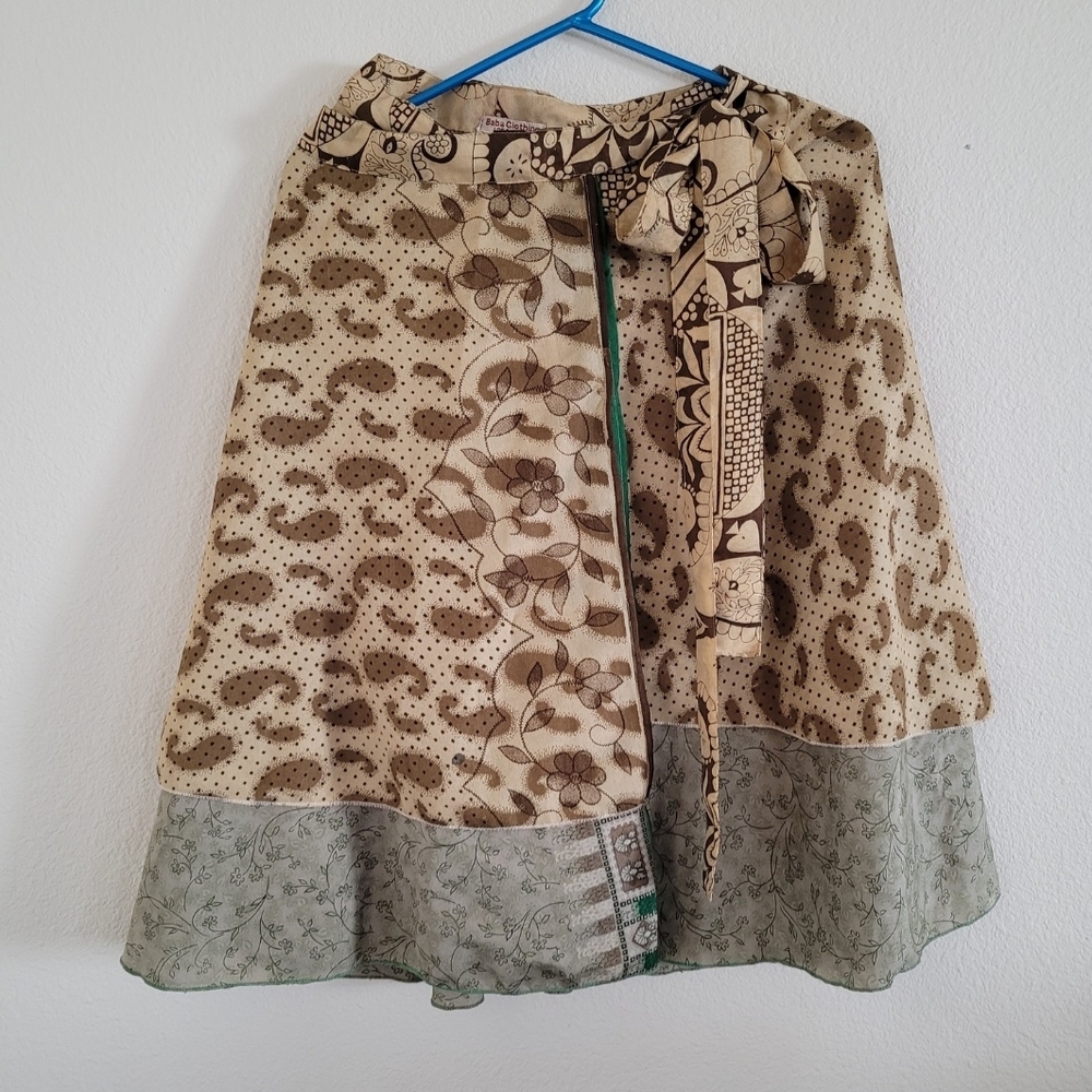 Baba Clothing Elegant Brown and Cream Patterned Wrap Around Skirt